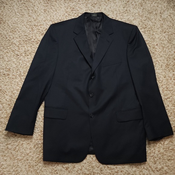 Jos. A Banks Black Mens 44RG 100% Wool Mitchell 3 Button Blazer Sport Coat - Picture 1 of 8